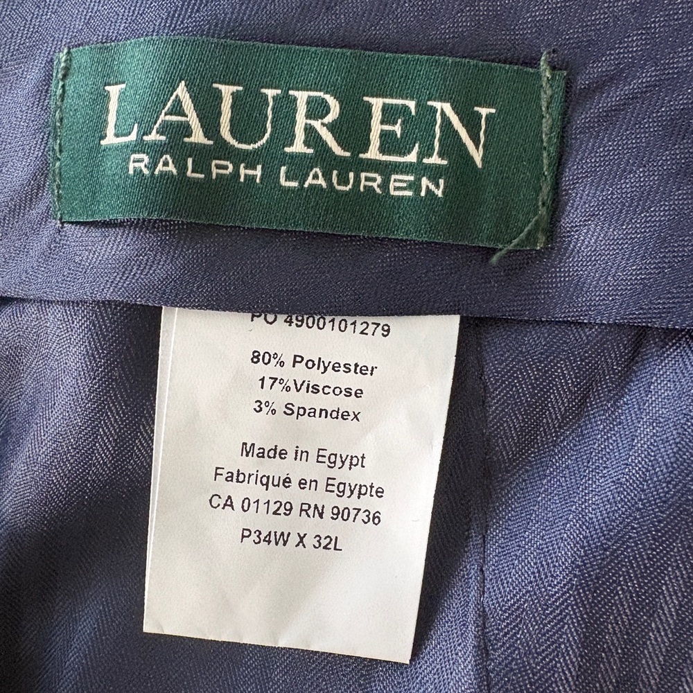 Men’s Ralph Lauren Blue Stretch Dress Pants, Straight leg, size 34 x 32 - Picture 5 of 5